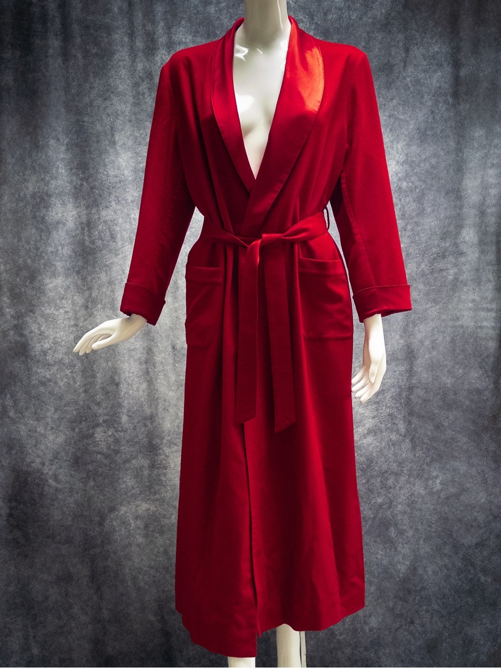 Loro‎ Piana Women's Red 100% Cashmere Silk Trim Robe Size M